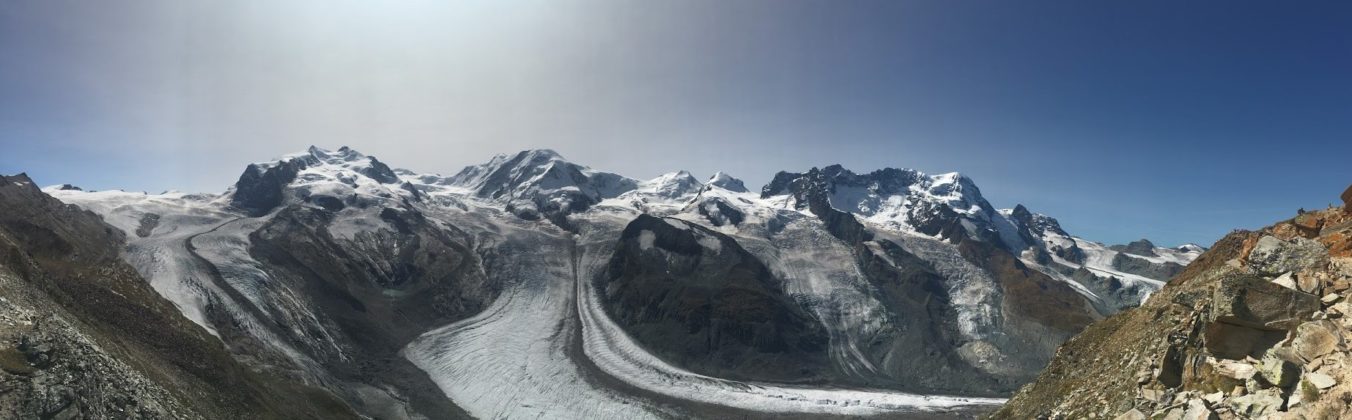 Panorama am Gornergrat, im Hintergrund Lieskamm und Monte-Rosa Massiv